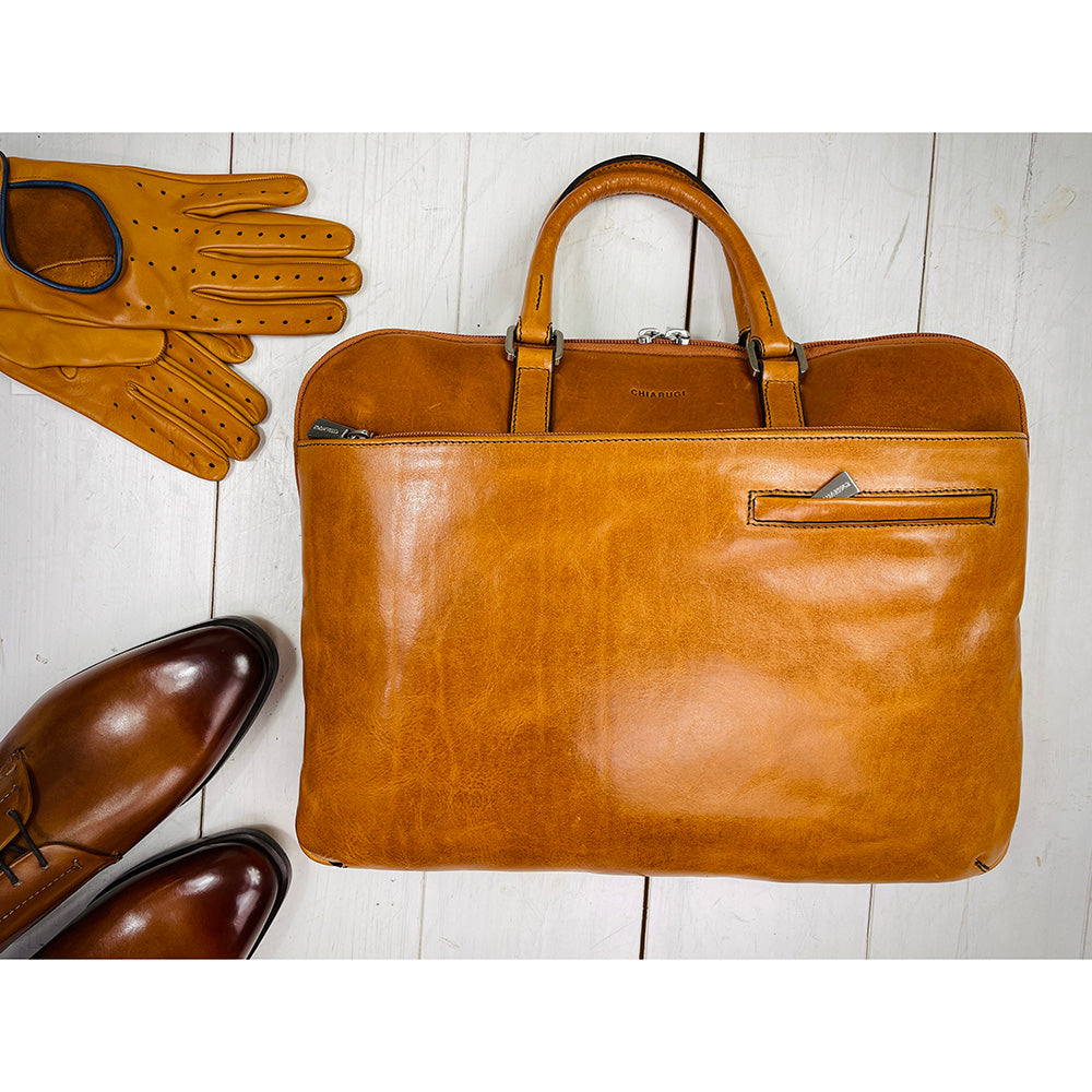 Hellbraune Ledertasche 15" ⎪ Marinio ⎪ Chiarugi