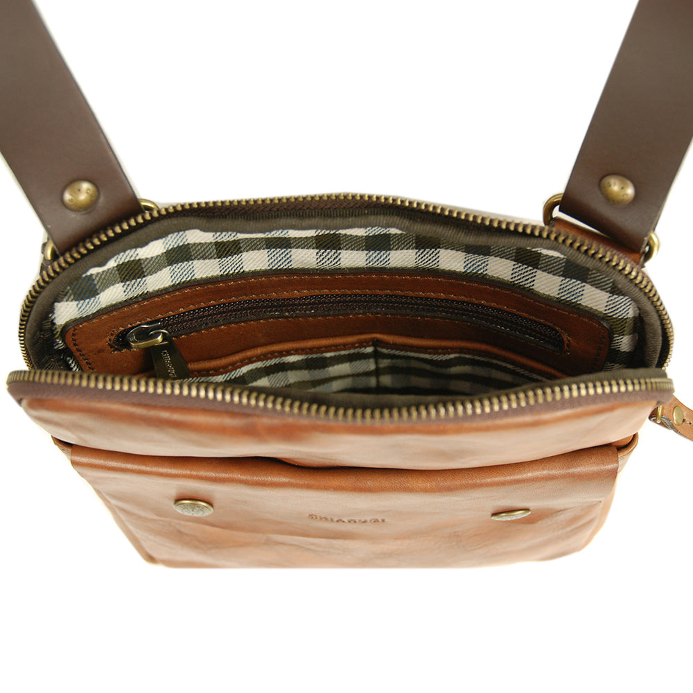 Kleine braune Messenger-Tasche mit Tasche ⎪ Old Tuscany ⎪ Chiarugi