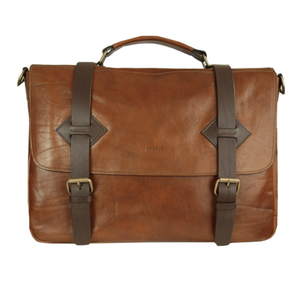 Große braune Ledertasche 17" ⎪ Old Tuscany ⎪ Chiarugi