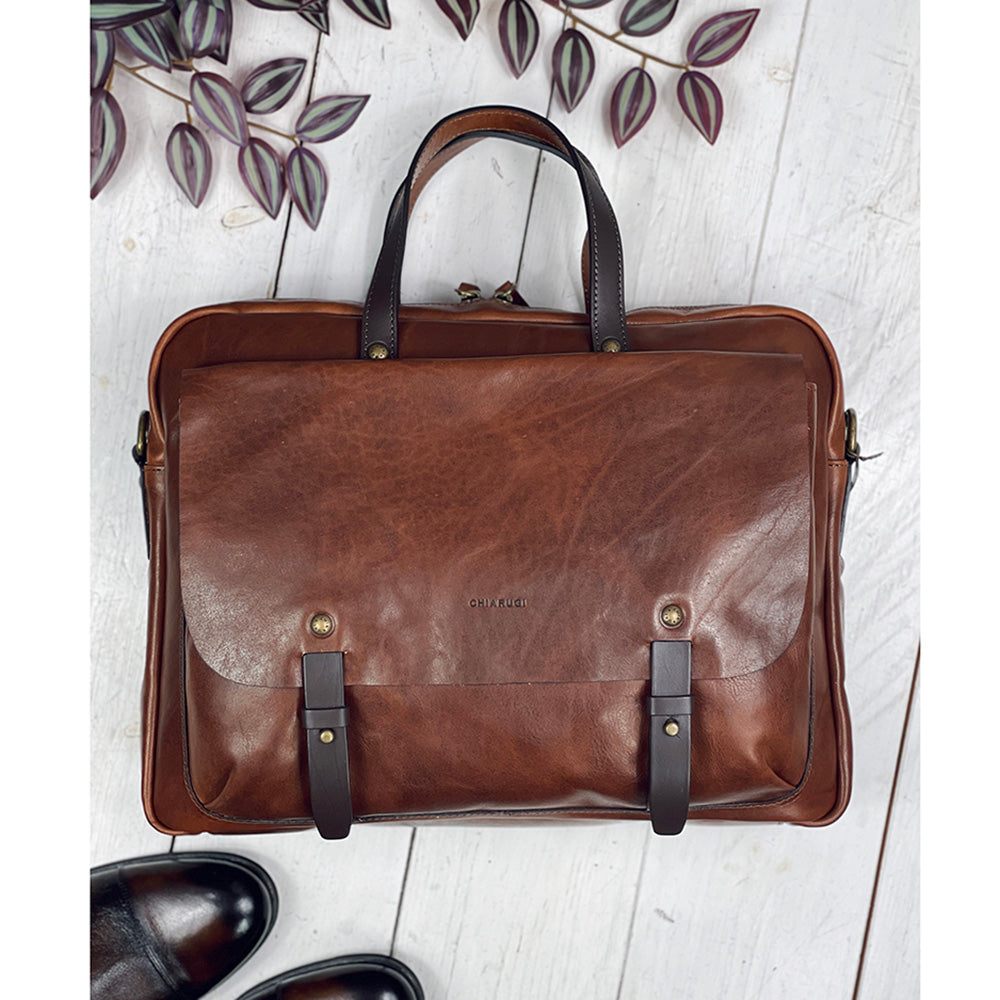 Ruskea Montieri nahkasalkku 16" ⎪ Old Tuscany ⎪ Chiarugi