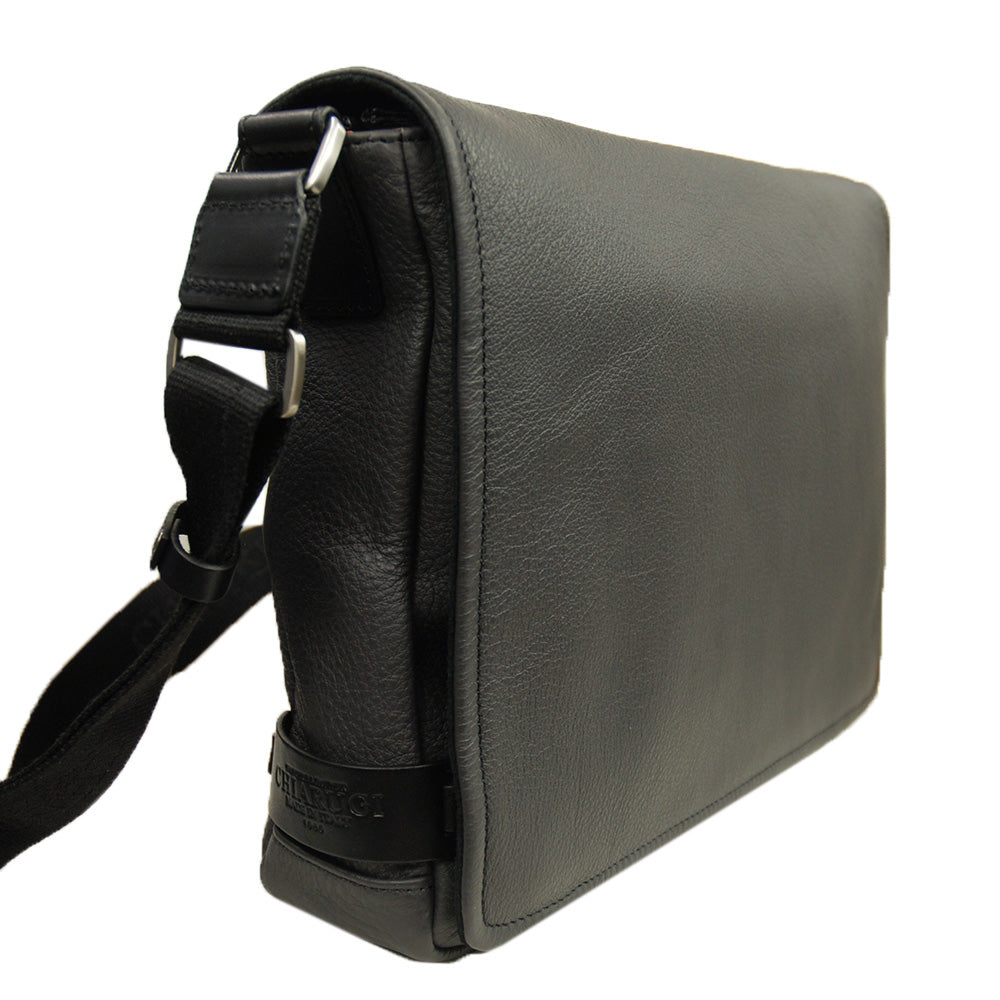 Dunkelgraue Messenger-Ledertasche⎪ Chiarugi