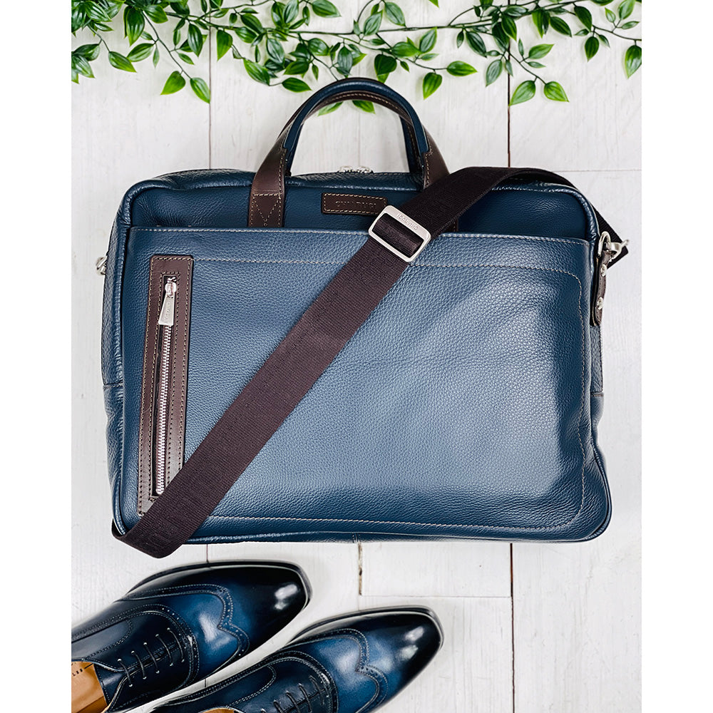 Blue Leather Briefcase 16" ⎪ Classic City ⎪ Chiarugi