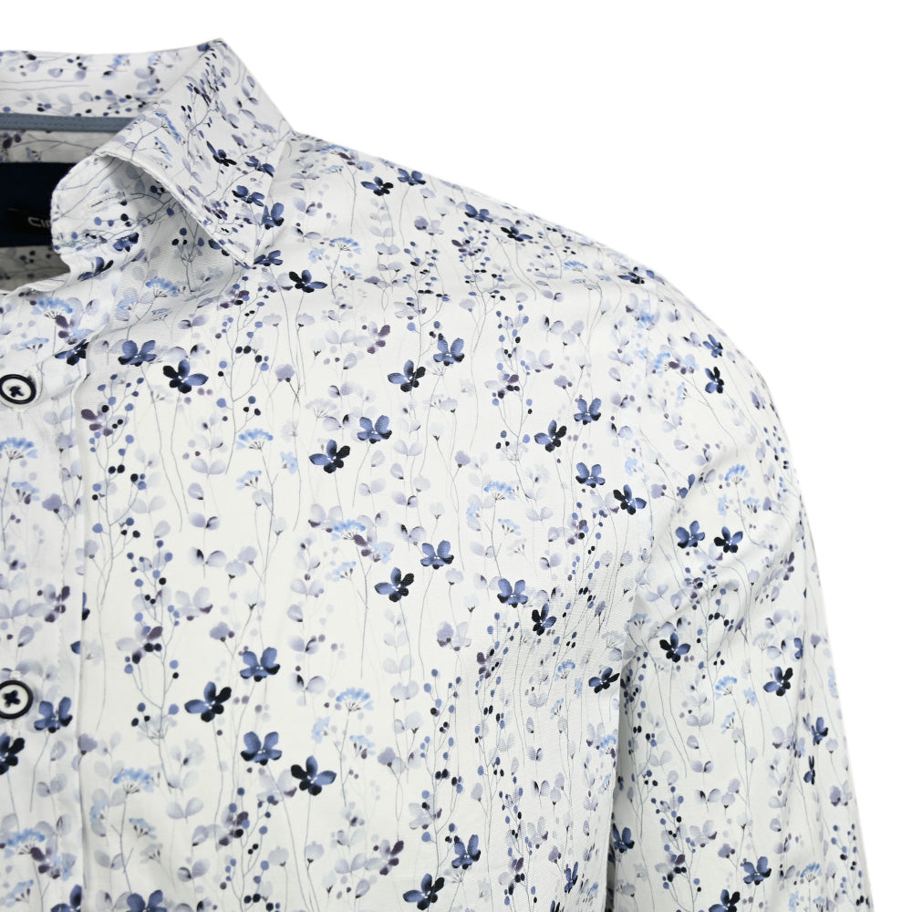 White dress shirt with light blue pattern⎪ Novara ⎪ Circus Red
