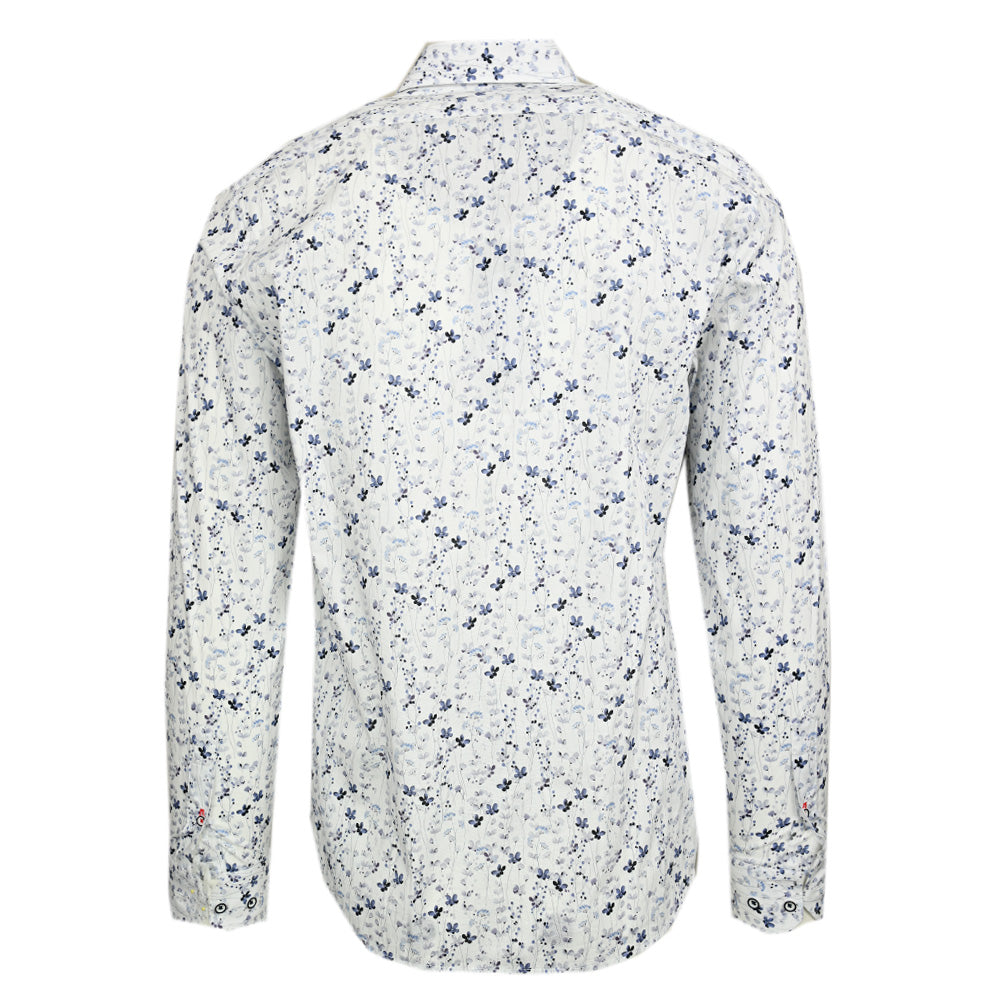 White dress shirt with light blue pattern⎪ Novara ⎪ Circus Red