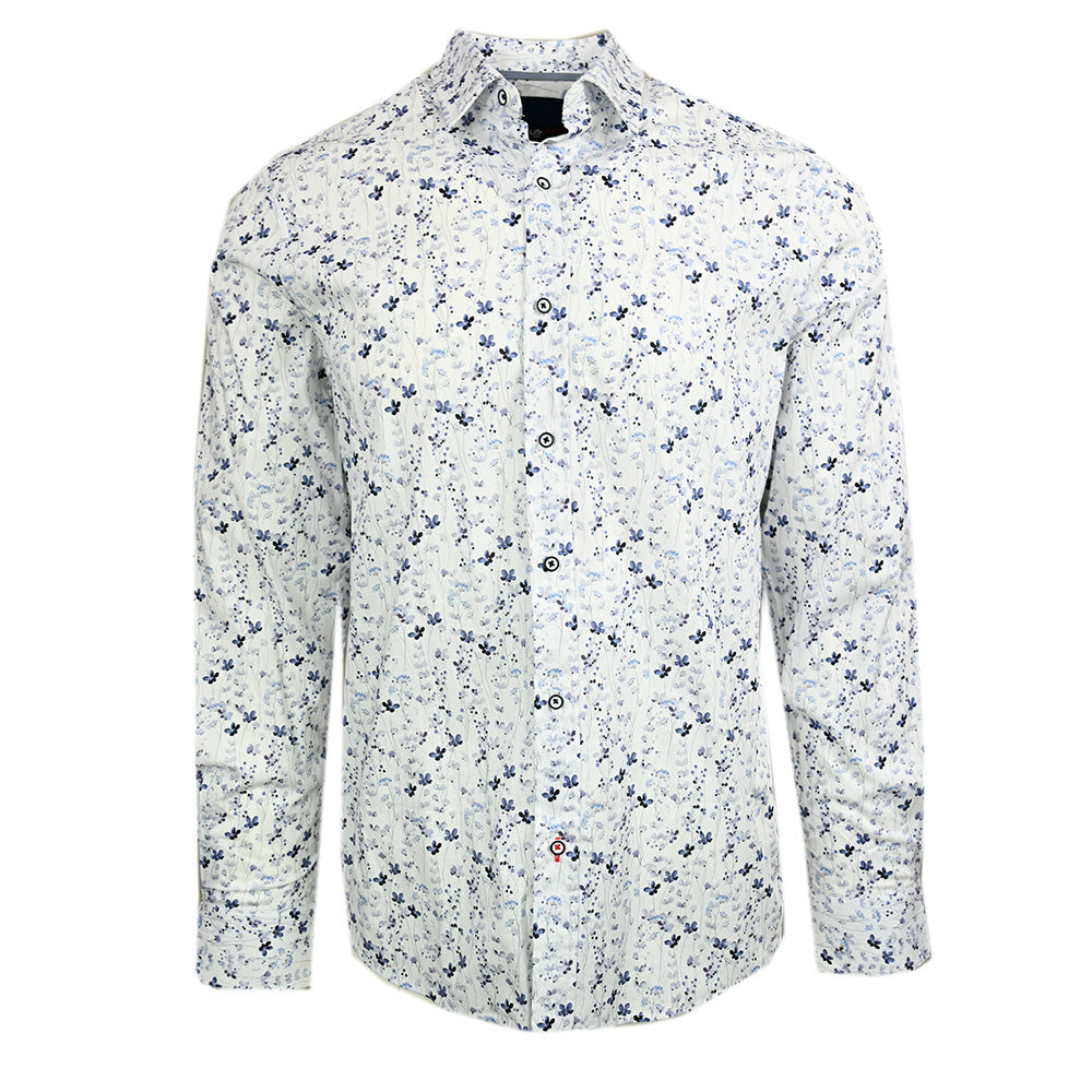 Valkoinen kauluspaita vaaleansinisellä kuviolla⎪ Novara ⎪ Circus Red