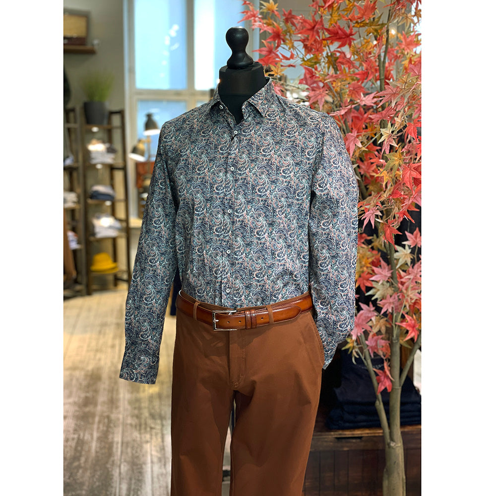 Blå / Grön mönstrad skjorta med krage ⎪ Messina ⎪ Circus Red