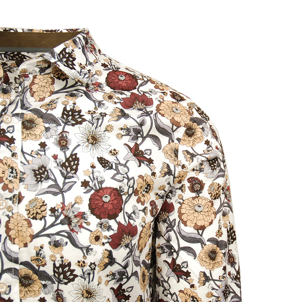 White patterned collared shirt⎪ Sicily ⎪ Circus Red