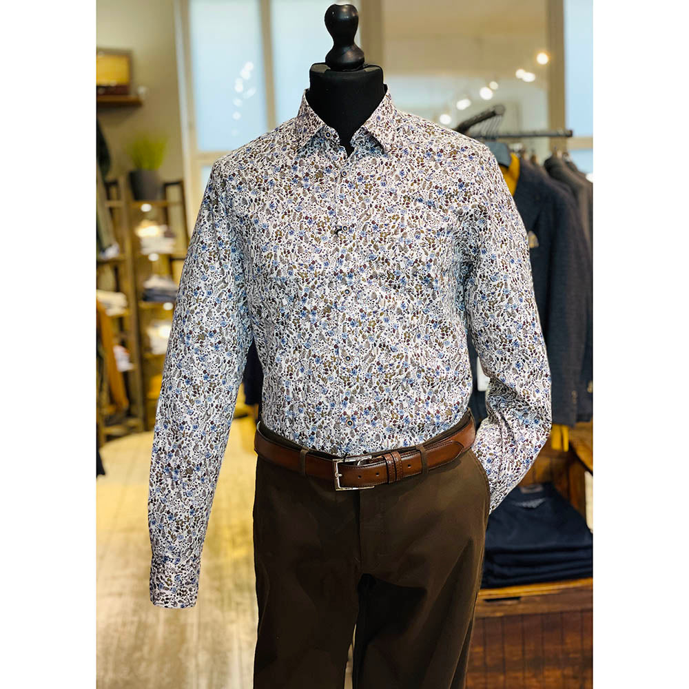 Valkoinen kuviollinen kauluspaita⎪ Trapani ⎪ Circus Red