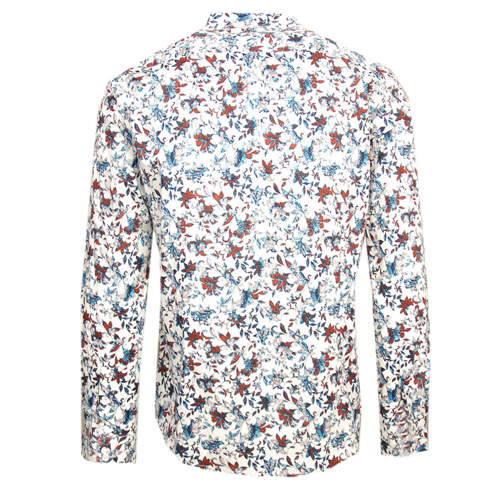 Light beige patterned stand-up collar shirt ⎪ Mao ⎪ Circus Red