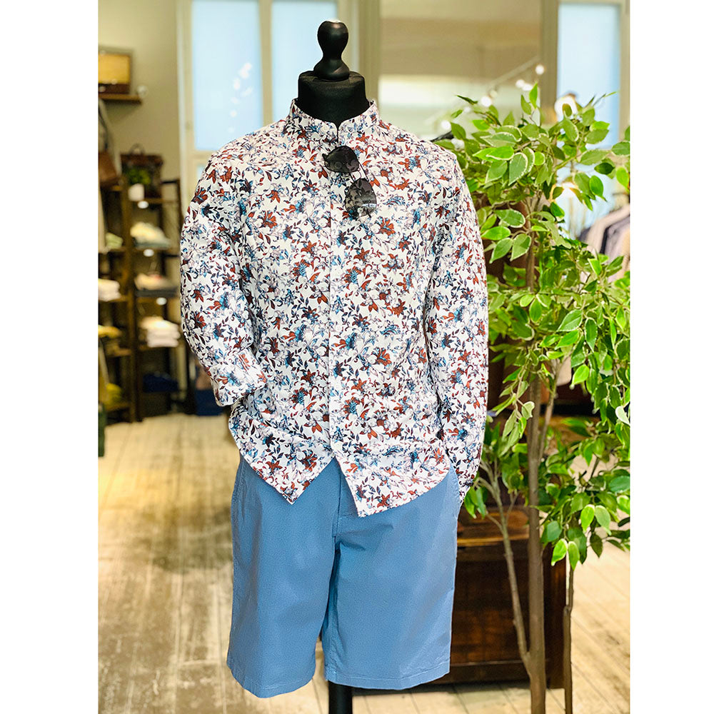 Light beige patterned stand-up collar shirt ⎪ Mao ⎪ Circus Red
