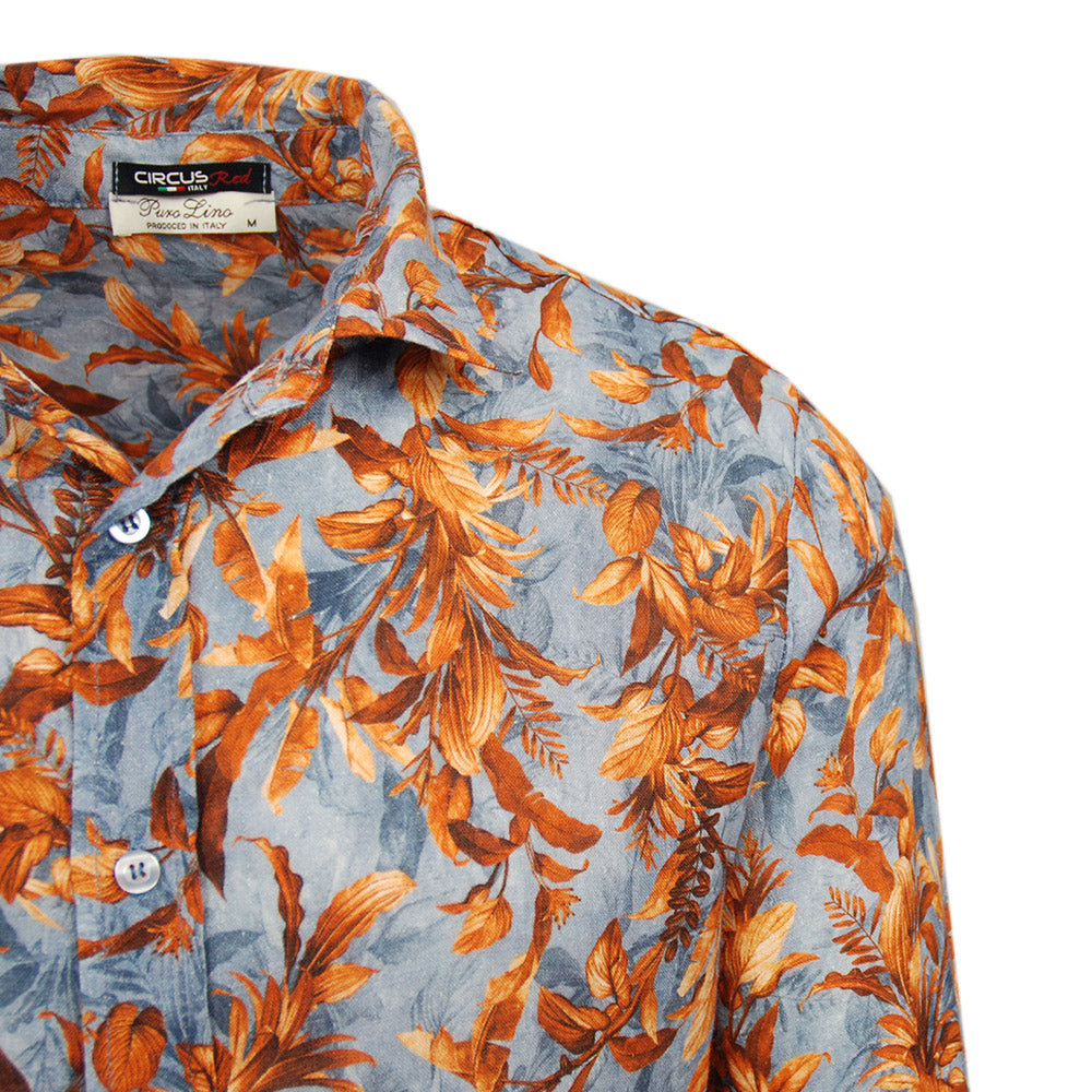 Blue / Orange patterned linen shirt ⎪ Lanciano ⎪ Circus Red