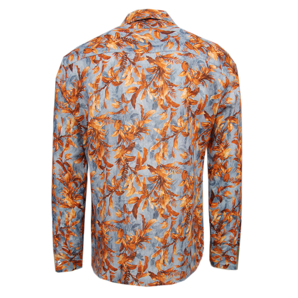Blue / Orange patterned linen shirt ⎪ Lanciano ⎪ Circus Red