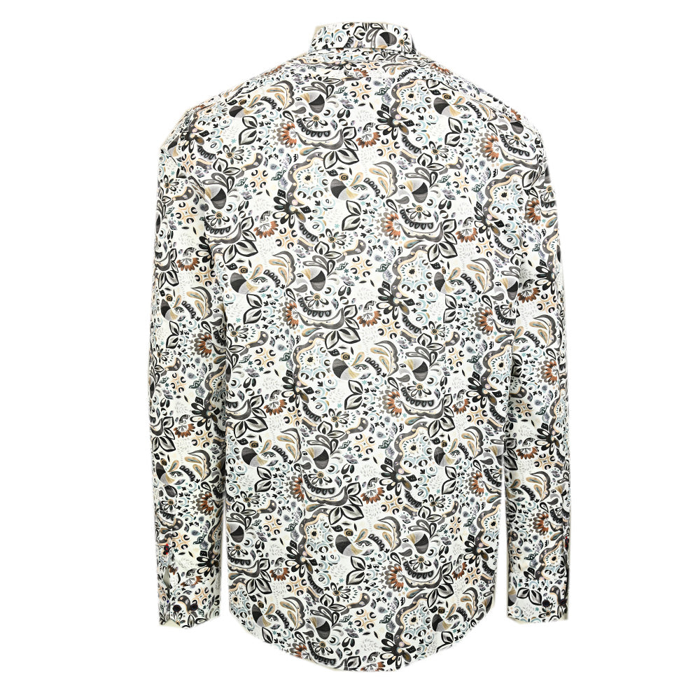 Vit skjorta med brunt/grönt mönster⎪Lucera⎪Circus Red