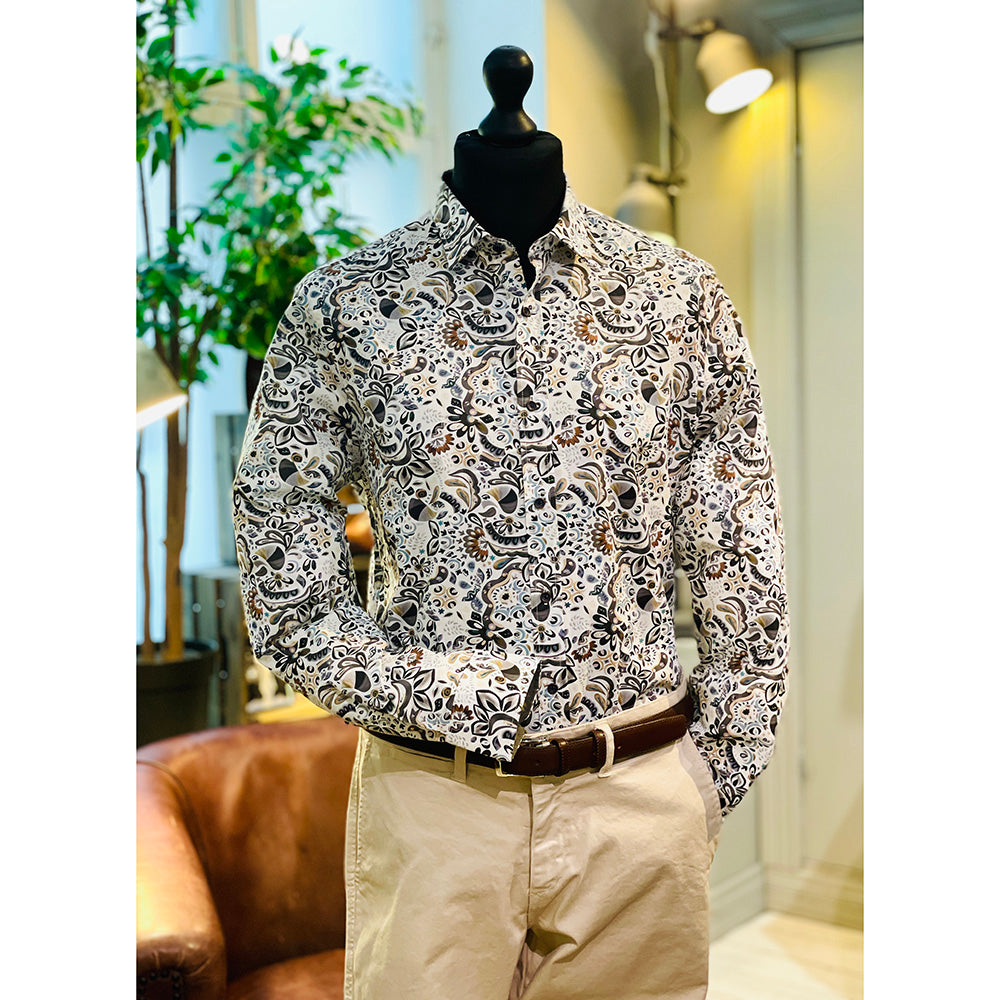 Weißes Hemd mit braunem / grünem Muster⎪ Lucera ⎪ Circus Red