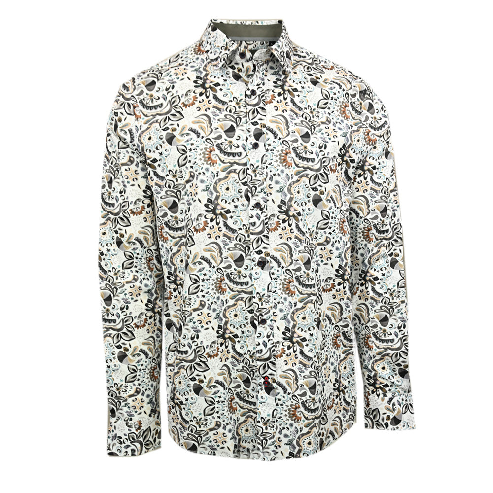 Weißes Hemd mit braunem / grünem Muster⎪ Lucera ⎪ Circus Red
