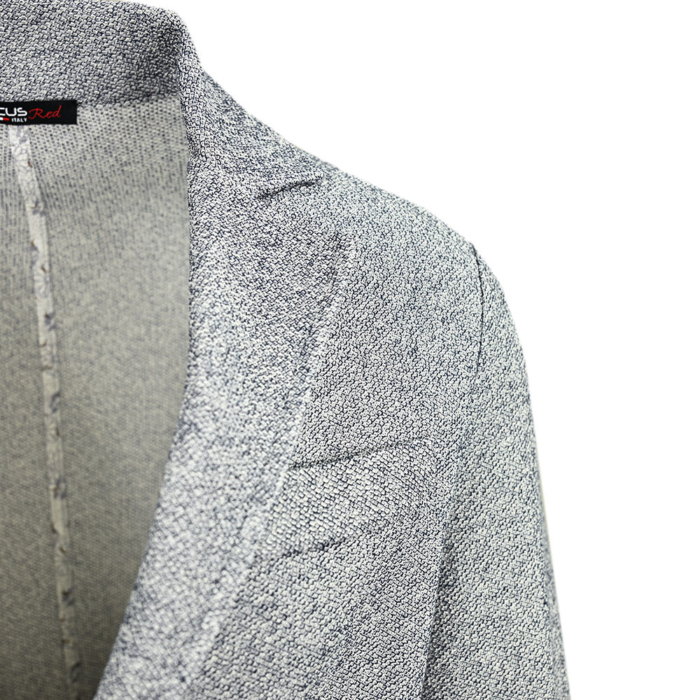 Blaugrauer Strickblazer ⎪ Morterone ⎪ Circus Red