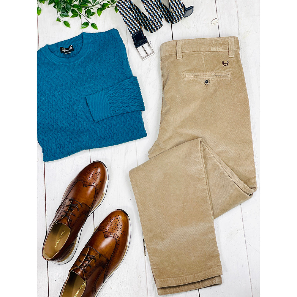 Beige velvet trousers⎪Piero Gianchi