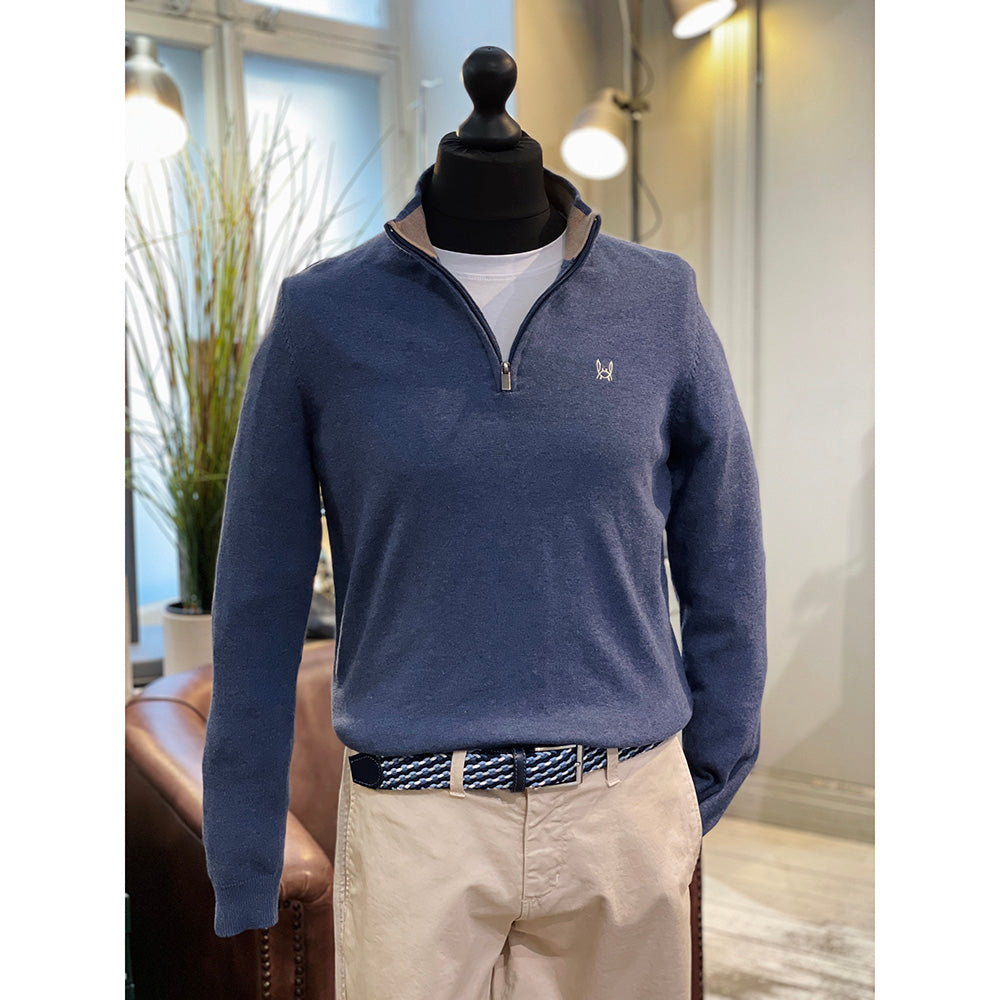Blauer Baumwollpullover mit Reißverschluss ⎪ Martin ⎪C. Mikelo