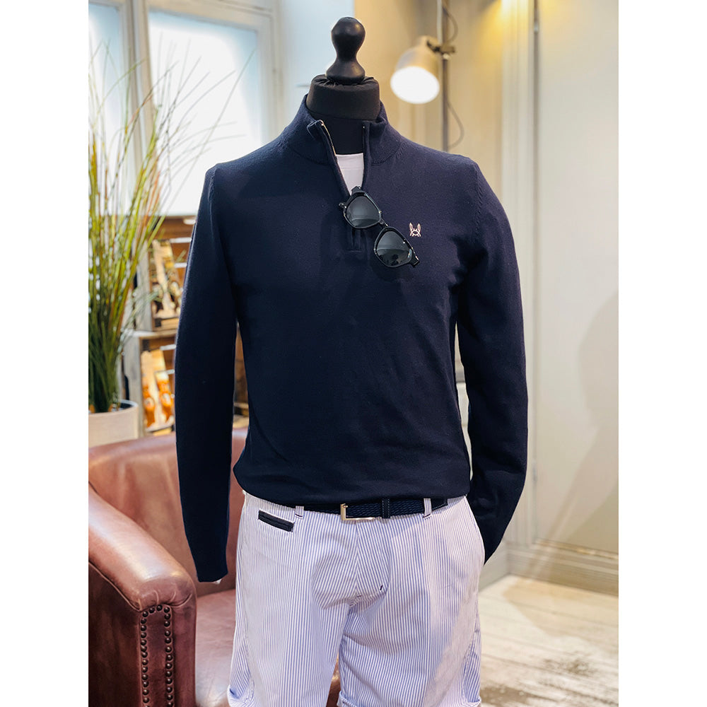 Blauer Baumwollpullover mit Reißverschluss ⎪ Martin ⎪C. Mikelo