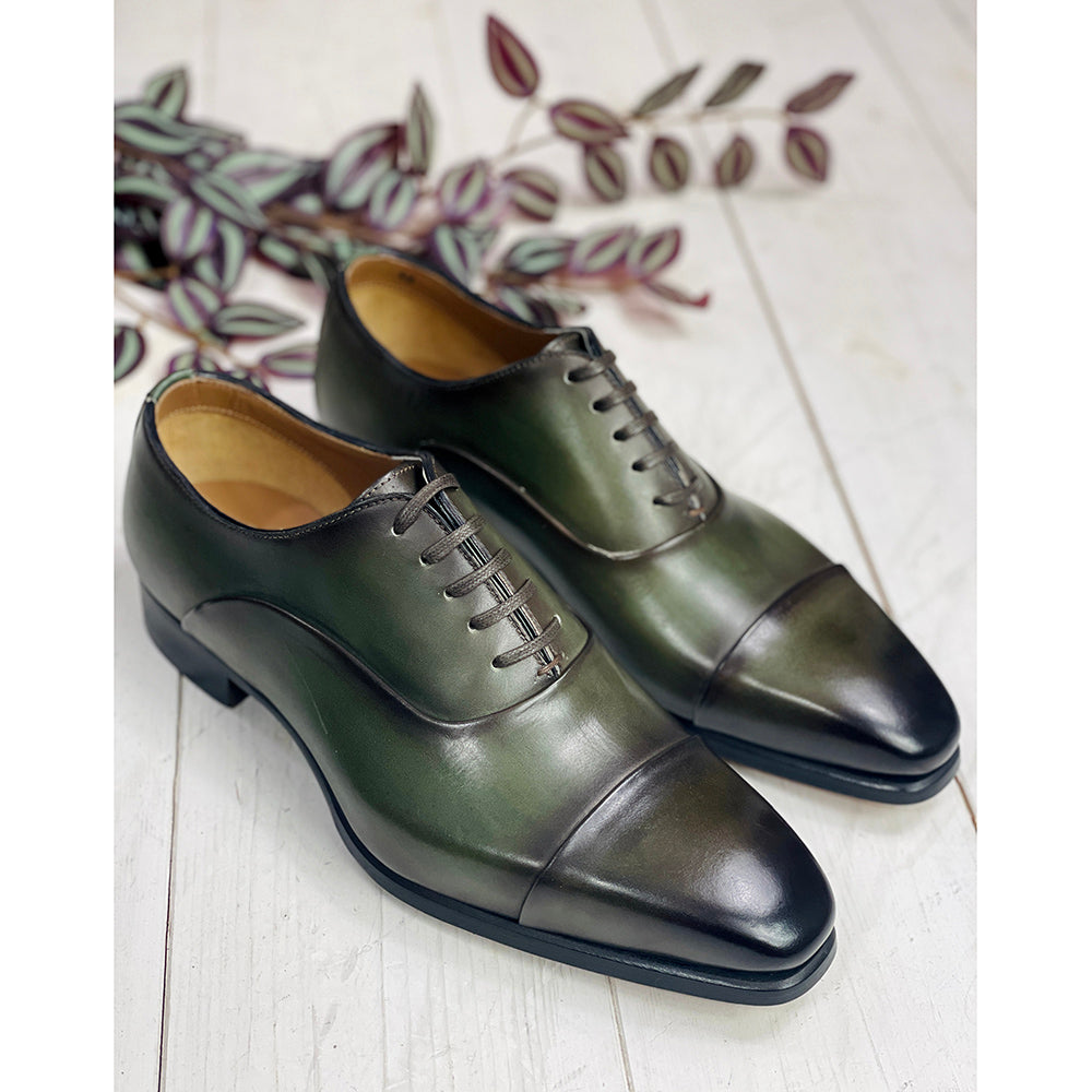 Tummanvihreä nahkakenkä ⎪ Cap Toe Oxford ⎪ Cerruti Sergio