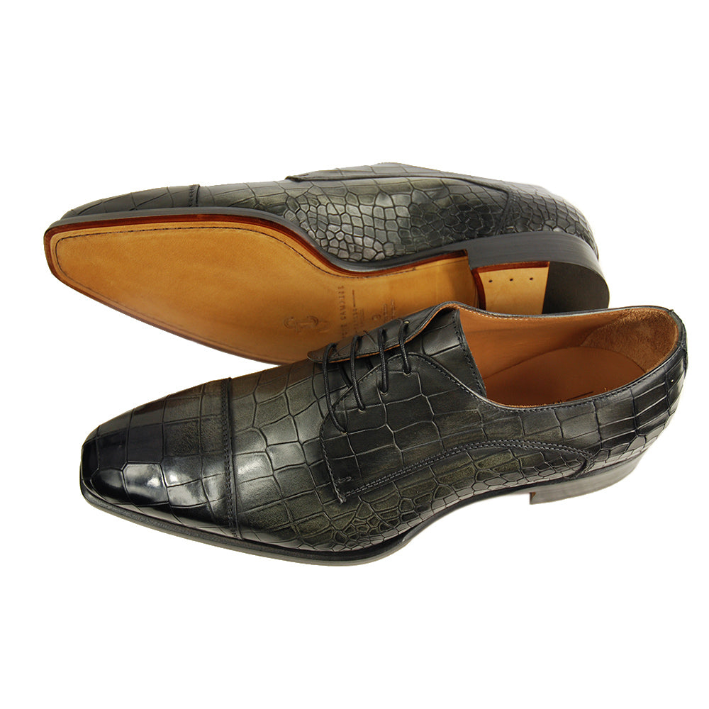 Dark grey leather shoe ⎪ Derby Crocco ⎪ Cerruti Sergio
