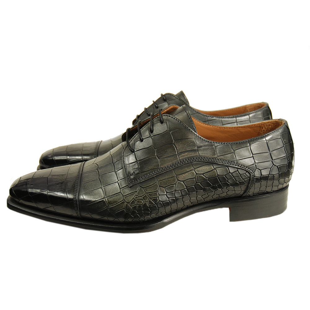 Dark grey leather shoe ⎪ Derby Crocco ⎪ Cerruti Sergio