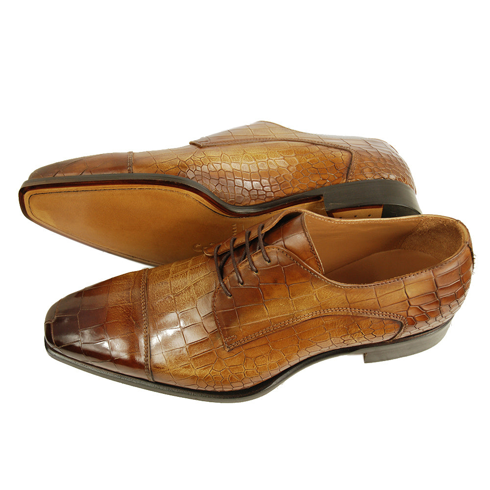 Light brown leather shoe ⎪ Derby Crocco ⎪ Cerruti Sergio