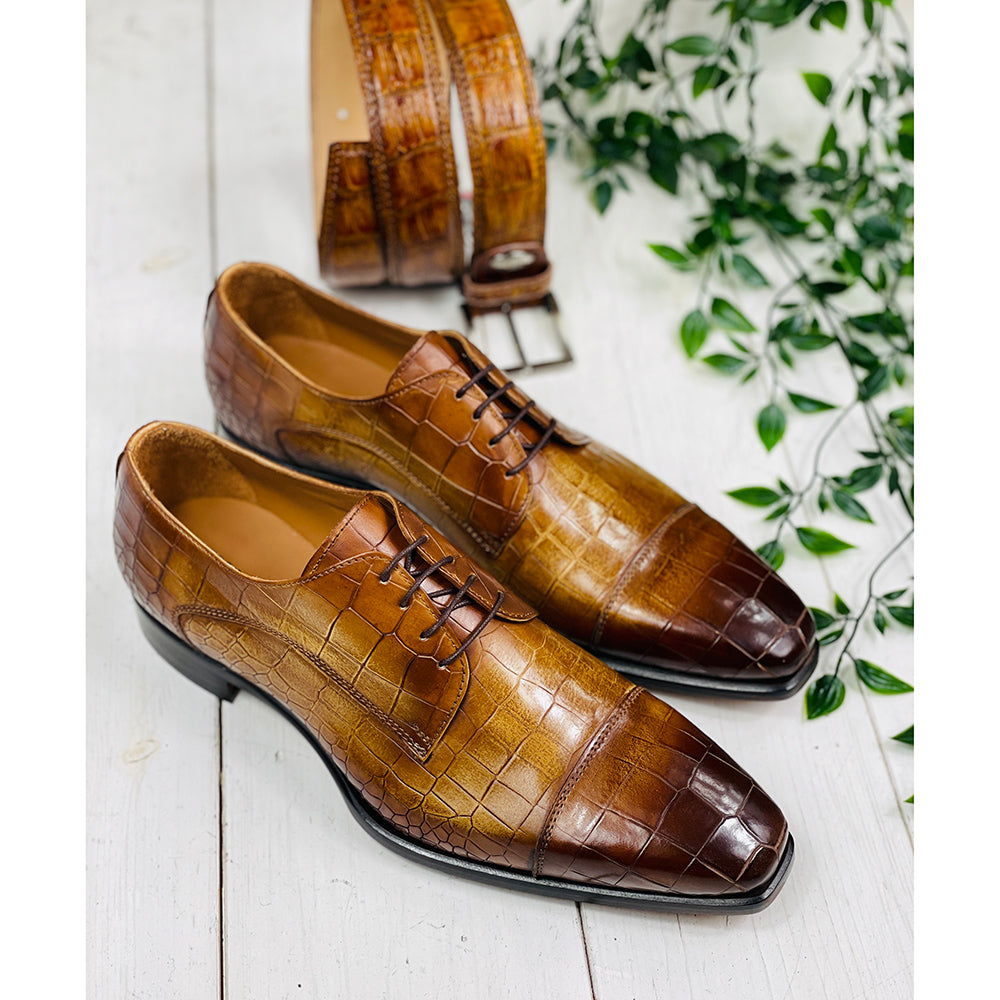 Light brown leather shoe ⎪ Derby Crocco ⎪ Cerruti Sergio