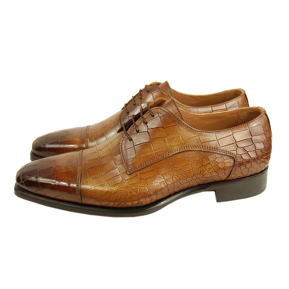Light brown leather shoe ⎪ Derby Crocco ⎪ Cerruti Sergio