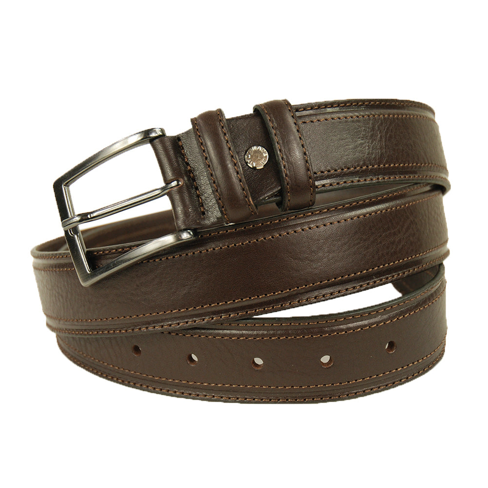 Dark brown leather belt ⎪ De Gregorio