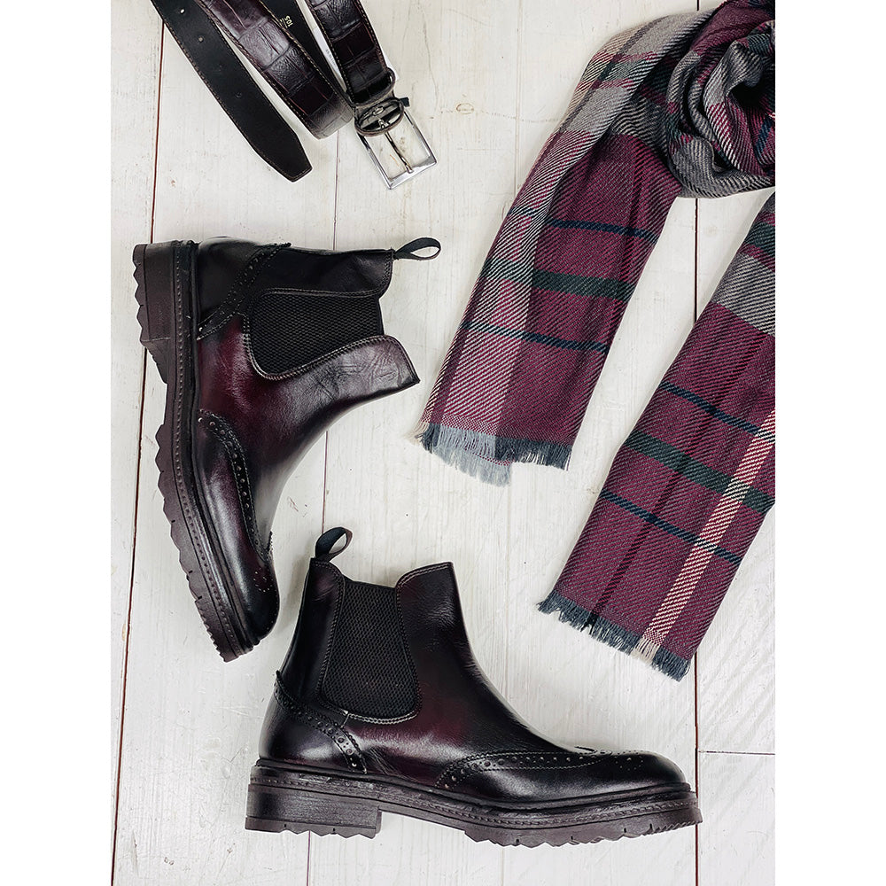 Mörkbrun känga⎪ Brogue Chelsea Boot ⎪ Rennella