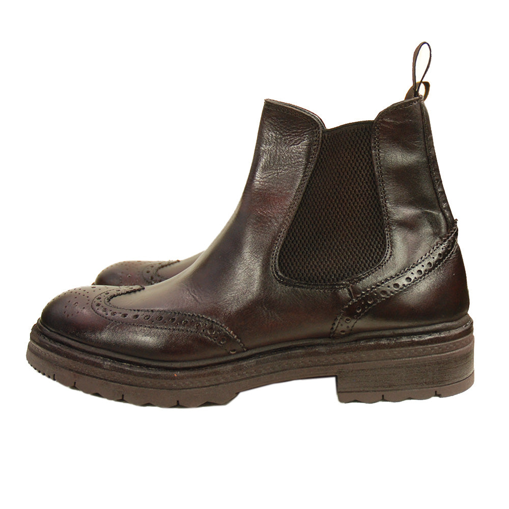 Mörkbrun känga⎪ Brogue Chelsea Boot ⎪ Rennella