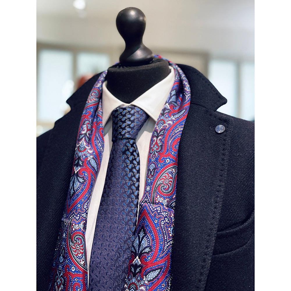 Red paisley pattern silk scarf with wool lining⎪ Giorgio Redaelli