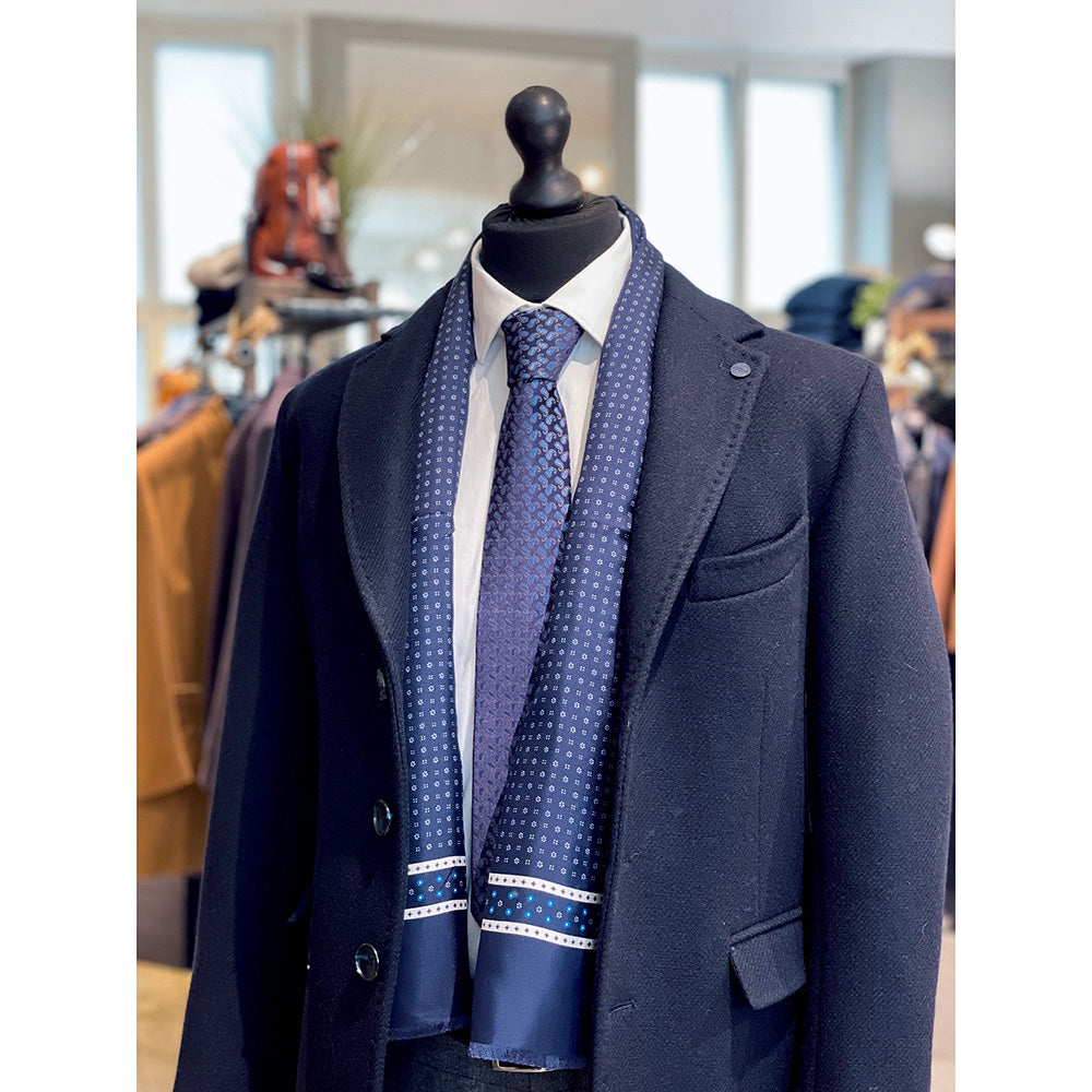 Dark blue silk scarf with wool lining⎪ Giorgio Redaelli