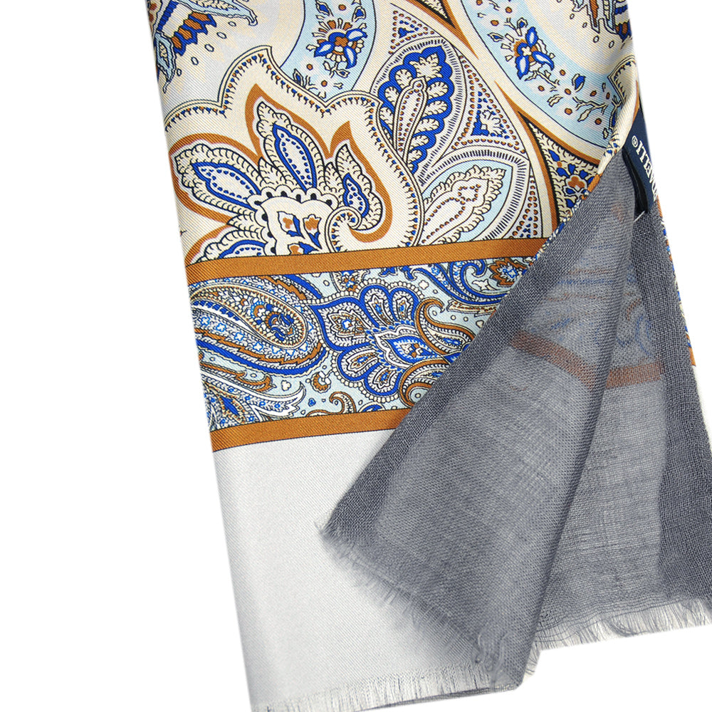 Light grey silk scarf with wool lining⎪ Giorgio Redaelli
