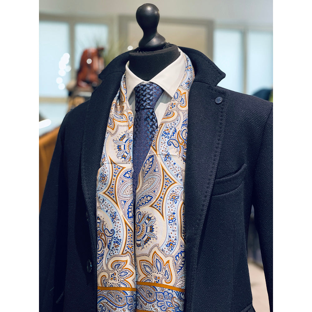 Light grey silk scarf with wool lining⎪ Giorgio Redaelli