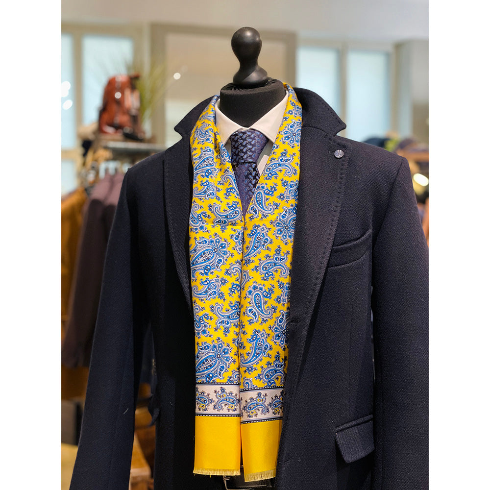 Yellow paisley silk scarf with wool lining ⎪ Giorgio Redaelli