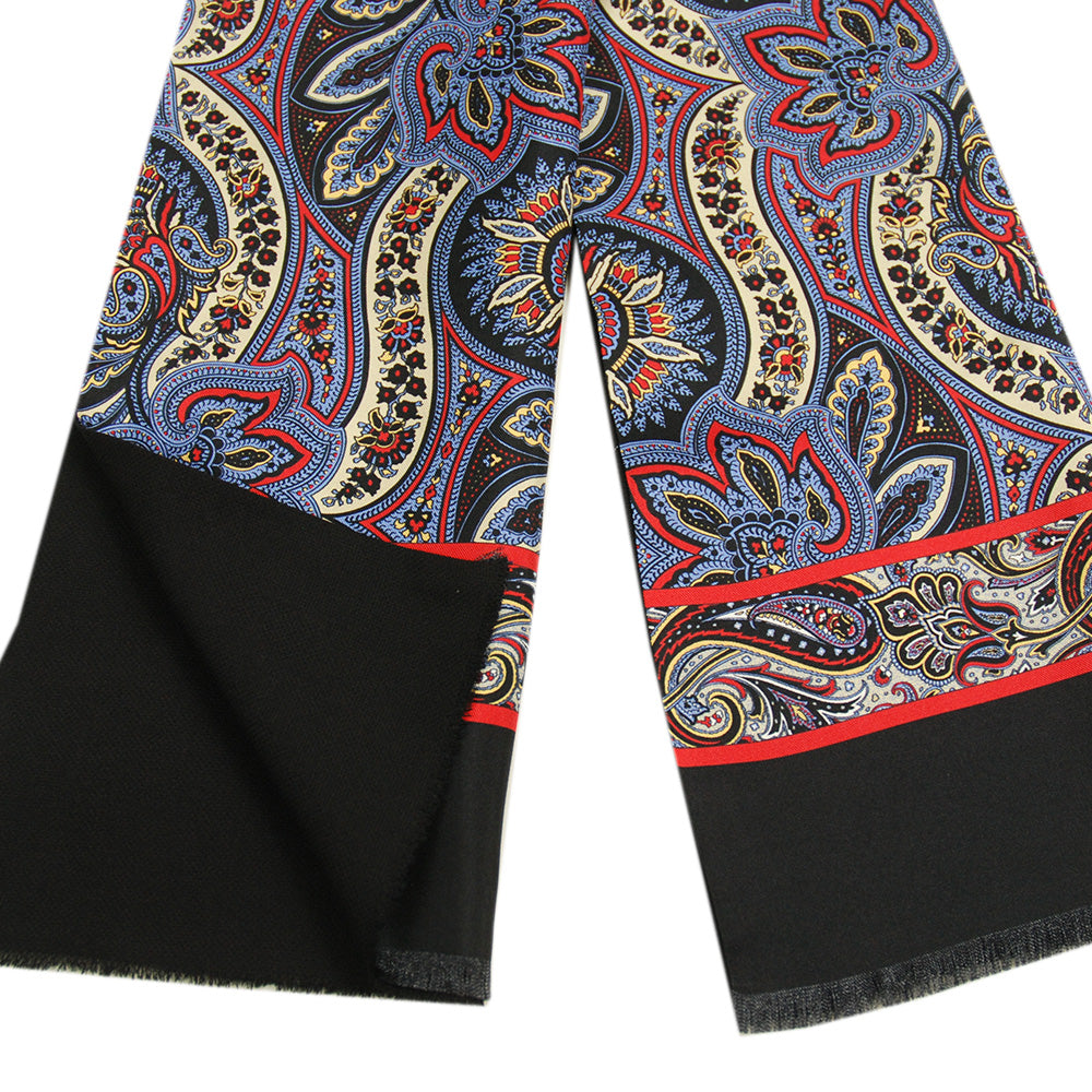 Svart paisley sidenhalsduk med ullfoder ⎪ Giorgio Redaelli