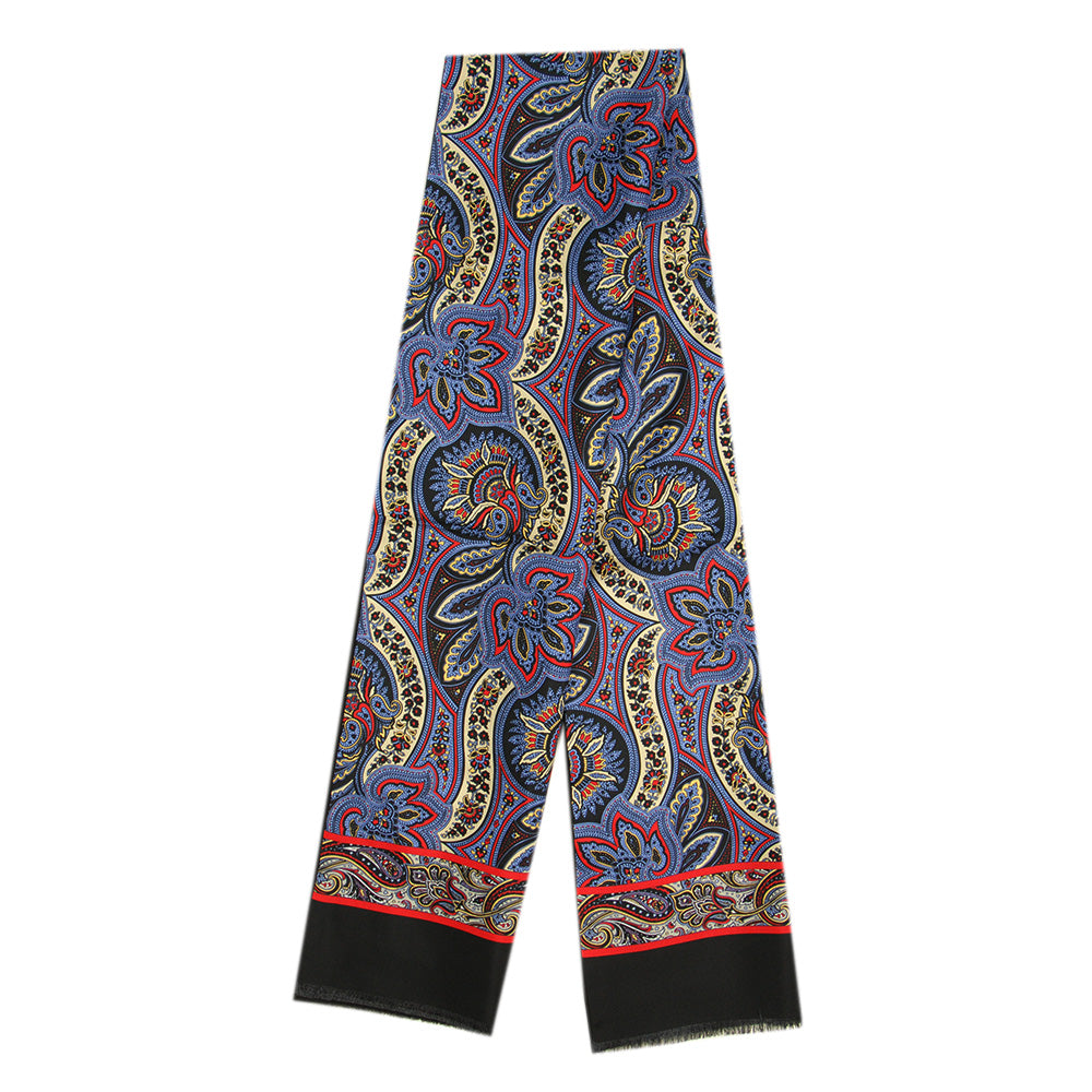 Svart paisley sidenhalsduk med ullfoder ⎪ Giorgio Redaelli