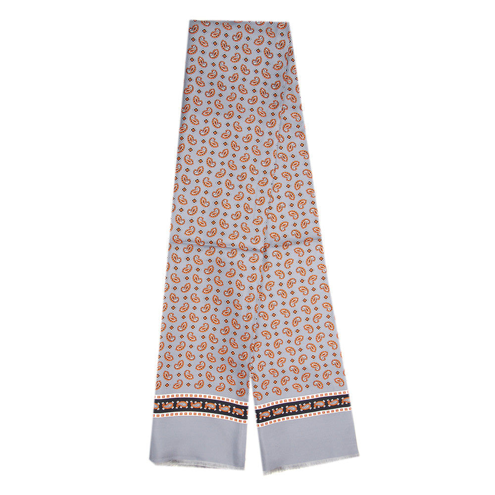 Gray patterned silk scarf with wool lining ⎪ Giorgio Redaelli