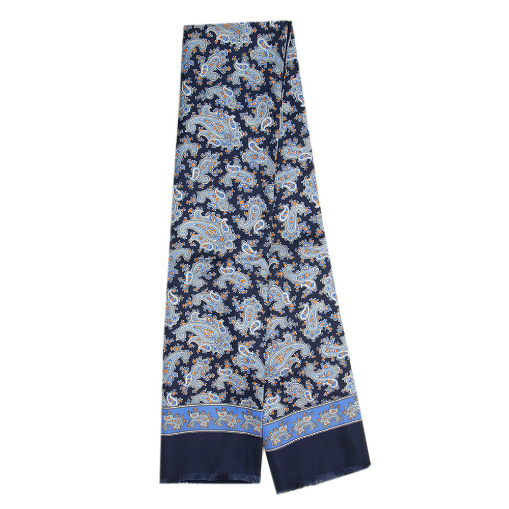 Dunkelblaues Paisley-Seidentuch mit Wollfutter ⎪ Giorgio Redaelli