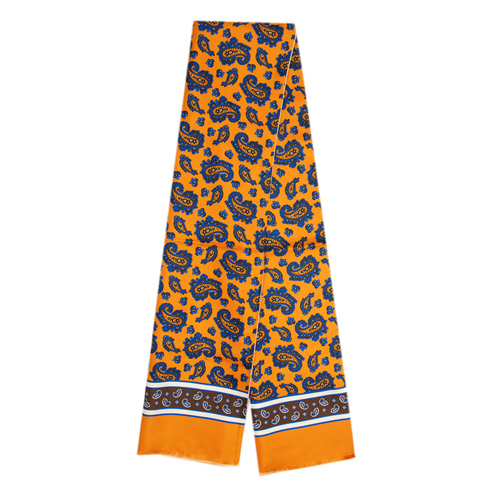 Orange paisley silk scarf with wool lining ⎪ Giorgio Redaelli
