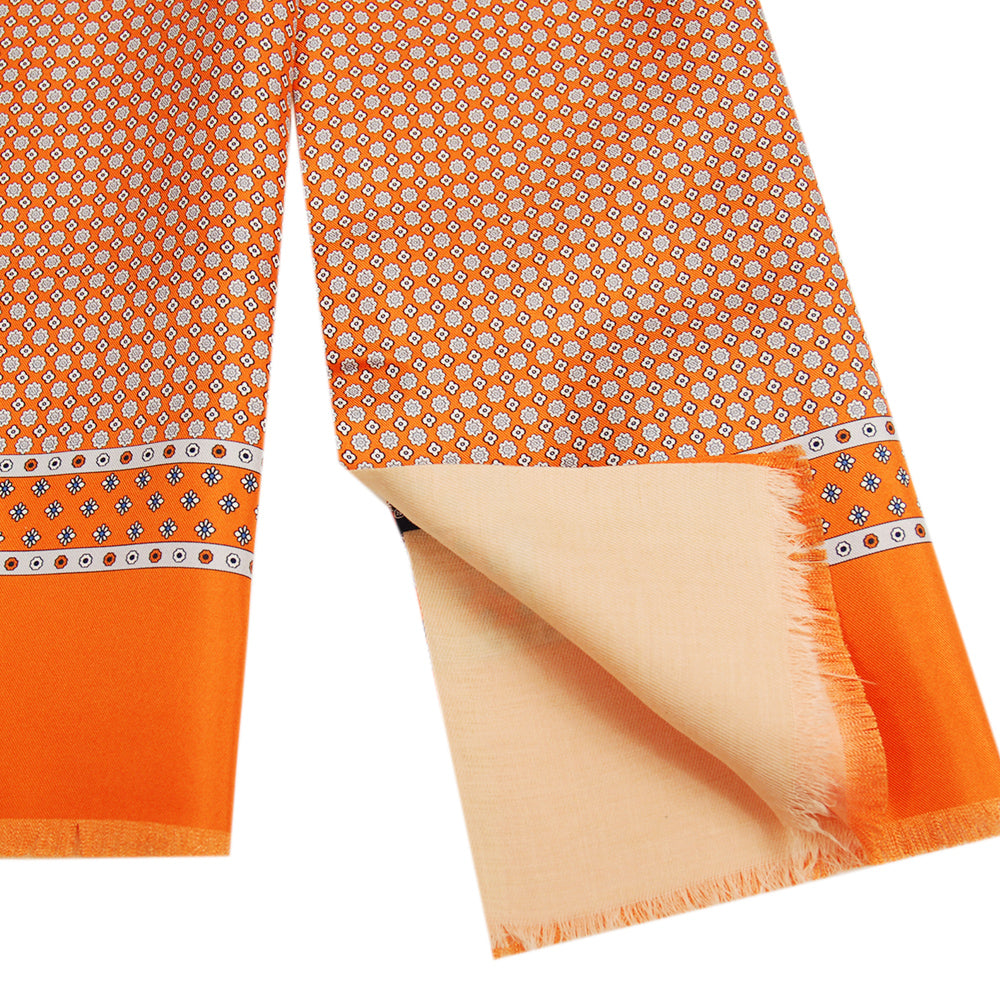 Orange patterned silk scarf with wool lining ⎪ Giorgio Redaelli