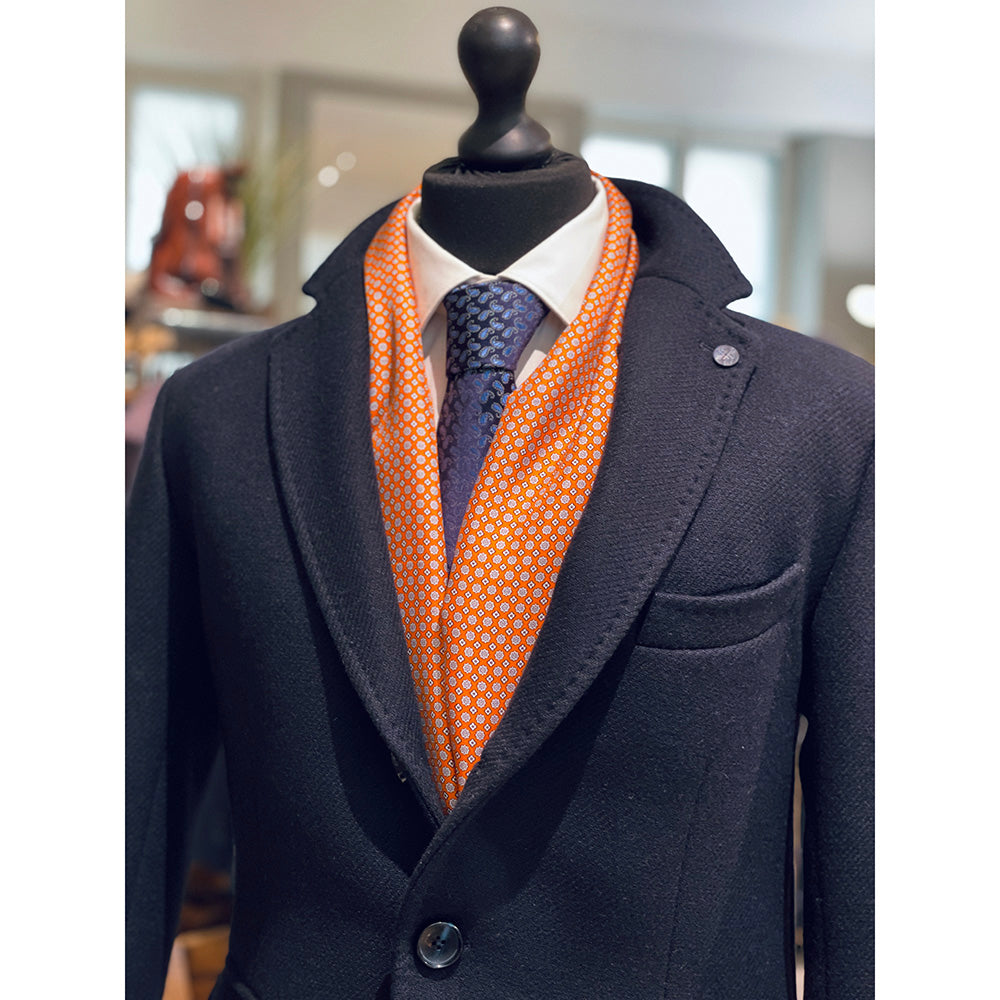 Orange patterned silk scarf with wool lining ⎪ Giorgio Redaelli