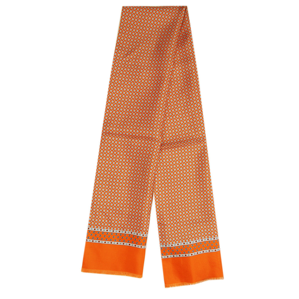 Orange patterned silk scarf with wool lining ⎪ Giorgio Redaelli