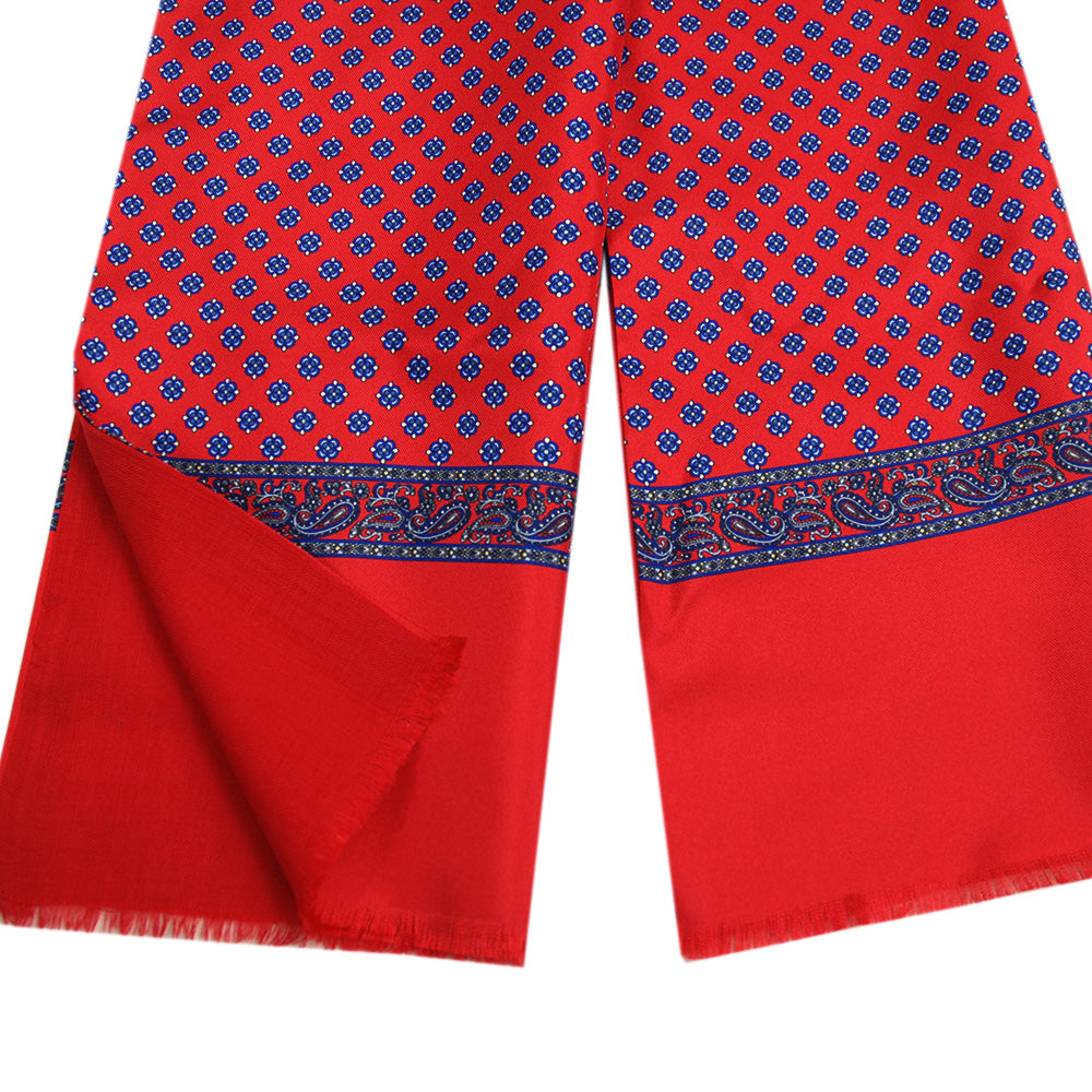 Red patterned silk scarf with wool lining ⎪ Giorgio Redaelli