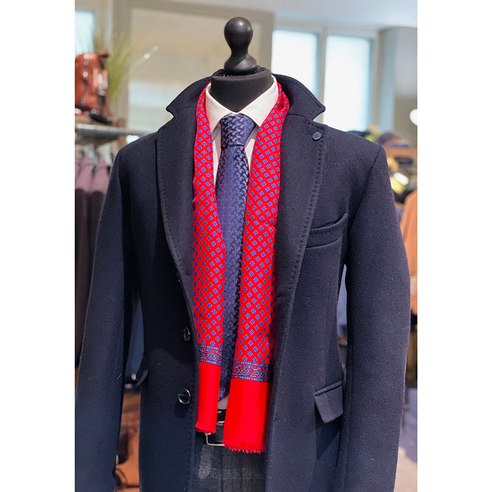 Red patterned silk scarf with wool lining ⎪ Giorgio Redaelli