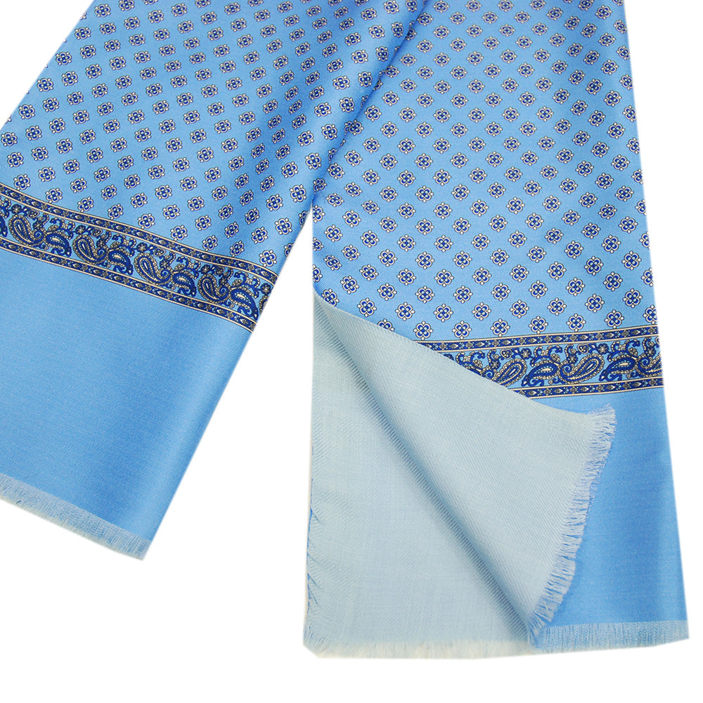 Light Blue Silk Scarf with Wool Lining ⎪ Giorgio Redaelli