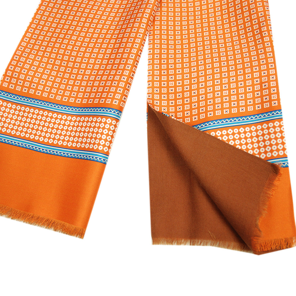 Orange patterned silk scarf with wool lining ⎪ Giorgio Redaelli