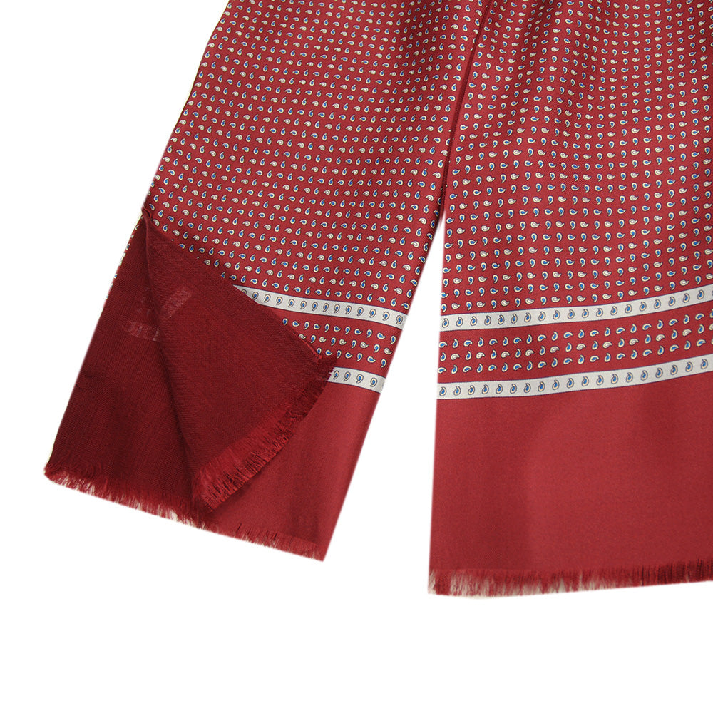 Dark red patterned silk scarf with wool lining ⎪ Giorgio Redaelli